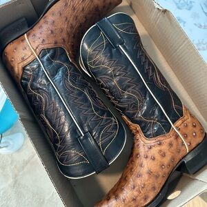 Dan Post Black and Tan Ostrich Western Boots